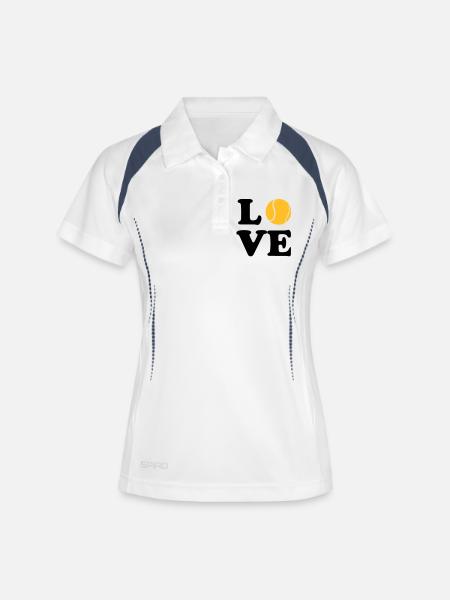 Tennis - Frauen Polo atmungsaktiv - Weiß/Navy