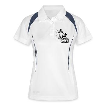 game over junggesellenabschied - Frauen Polo atmungsaktiv - Weiß/Navy - Vorne