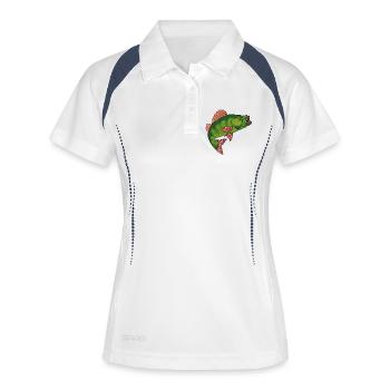 Poisson vert aux nageoires roses - Polo respirant Femme - blanc/marine - Devant