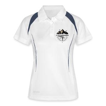E5 Alpenüberquerung - Frauen Polo atmungsaktiv - Weiß/Navy - Vorne