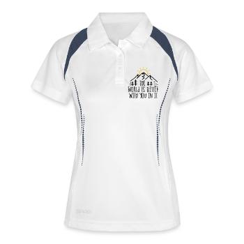 Golden Sunrise Minimal-Logo - Frauen Polo atmungsaktiv - Weiß/Navy - Vorne
