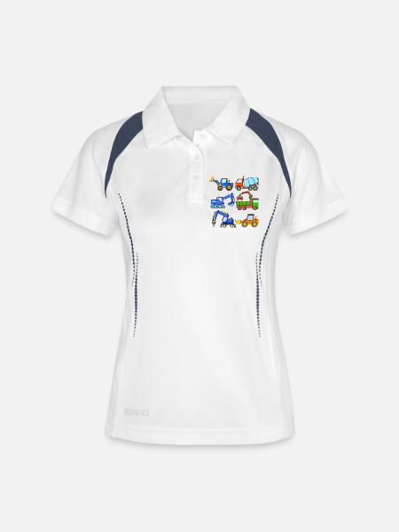 Véhicules de chantier Véhicule - Polo respirant Femme - blanc/marine