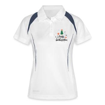 frohe weihnachten xmas Baum Sterne Schnee Symbol - Frauen Polo atmungsaktiv - Weiß/Navy - Vorne