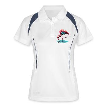 Rosa Flamingo - Frauen Polo atmungsaktiv - Weiß/Navy - Vorne