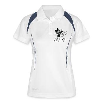 Grafische Bienen-Illustration - Frauen Polo atmungsaktiv - Weiß/Navy - Vorne