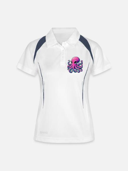 Pieuvre - Polo respirant Femme - blanc/marine
