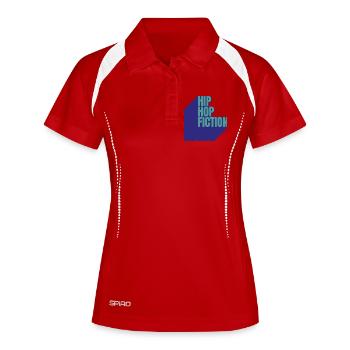 Hip Hop Fiction - Frauen Polo atmungsaktiv - Weiß/Navy - Vorne