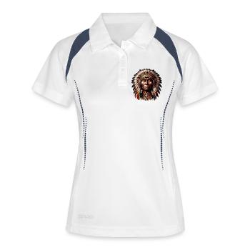 Amérindien Américain - Polo respirant Femme - blanc/marine - Devant