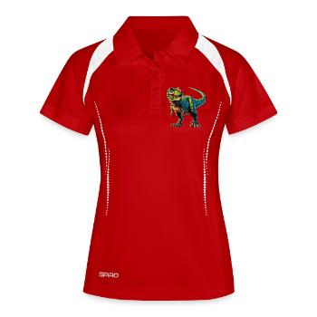 Dinosaurier - Frauen Polo atmungsaktiv - Weiß/Navy - Vorne