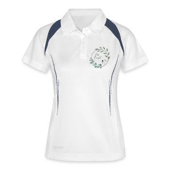 Junggesellinnenabschied Braut Efeu Kreis Vintage - Frauen Polo atmungsaktiv - Weiß/Navy - Vorne