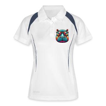 Hippopotame - Polo respirant Femme - blanc/marine - Devant