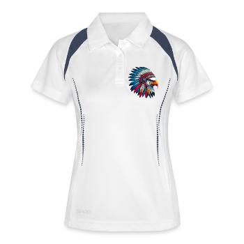 Amerikanischer Indianer Adler Amerikanische Rothaut - Frauen Polo atmungsaktiv - Weiß/Navy - Vorne