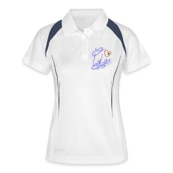 Lulu avec cœur et trèfle - Polo respirant Femme - blanc/marine - Devant