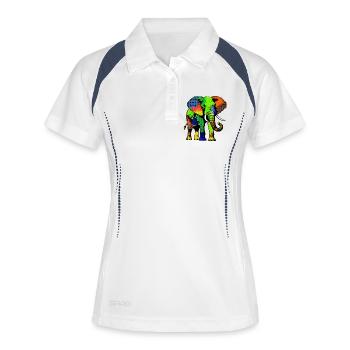 Éléphant - Polo respirant Femme - blanc/marine - Devant
