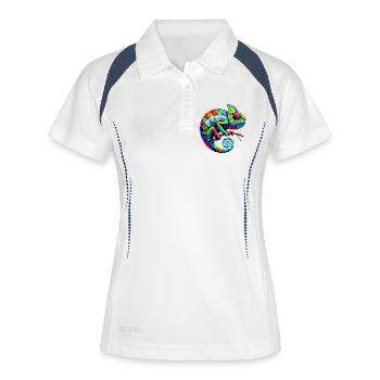 Chamäleon - Frauen Polo atmungsaktiv - Weiß/Navy - Vorne