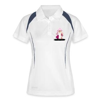 JvG Gans "Gons ehrlich? I mog di." - Frauen Polo atmungsaktiv - Weiß/Navy - Vorne