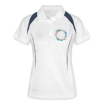 Cadre en corde maritime – avec coraux et coquillages - Polo respirant Femme - blanc/marine - Devant