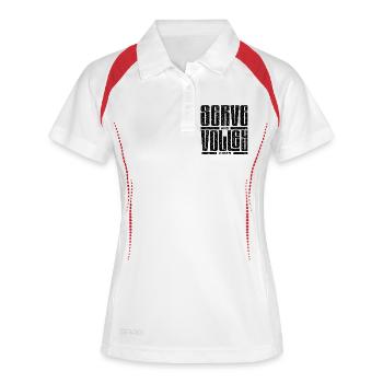 Tennis serve and volley style - Frauen Polo atmungsaktiv - Weiß/Navy - Vorne