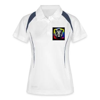 Löwe - Frauen Polo atmungsaktiv - Weiß/Navy - Vorne