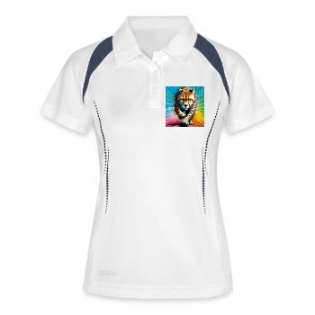 guépard - Polo respirant Femme - blanc/marine - Devant