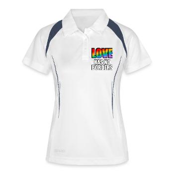 Rainbow Love n’a pas de frontières Gay Pride Merch - Polo respirant Femme - blanc/marine - Devant