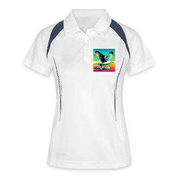 Möwe - Frauen Polo atmungsaktiv - Weiß/Navy - Vorne