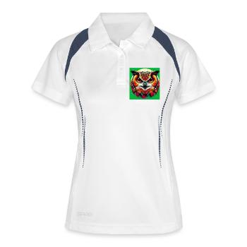 Eule - Frauen Polo atmungsaktiv - Weiß/Navy - Vorne