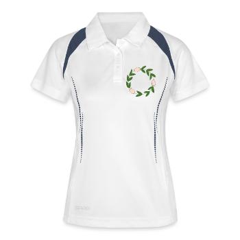 Couronne de fleurs élégante avec des fleurs délicates - Polo respirant Femme - blanc/marine - Devant