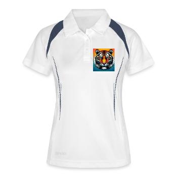 Tiger - Frauen Polo atmungsaktiv - Weiß/Navy - Vorne