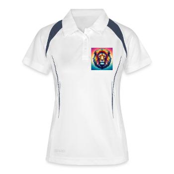 Löwe - Frauen Polo atmungsaktiv - Weiß/Navy - Vorne