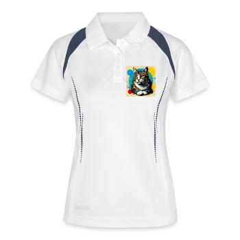 cat - Women's Polo breathable - white/navy - Front