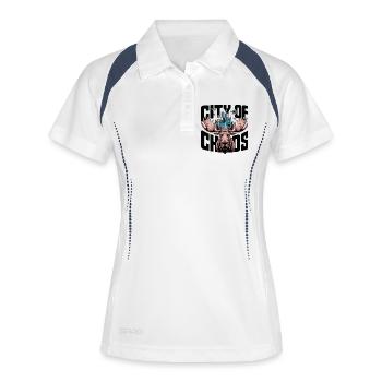 Moose City Skyline-Geweihe - Frauen Polo atmungsaktiv - Weiß/Navy - Vorne