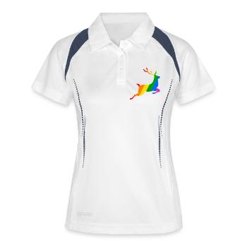 Regebogen Rentier - Frauen Polo atmungsaktiv - Weiß/Navy - Vorne