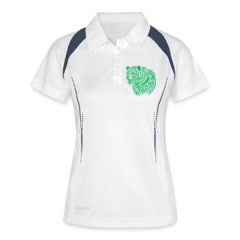 Bär Tribal - Frauen Polo atmungsaktiv - Weiß/Navy - Vorne