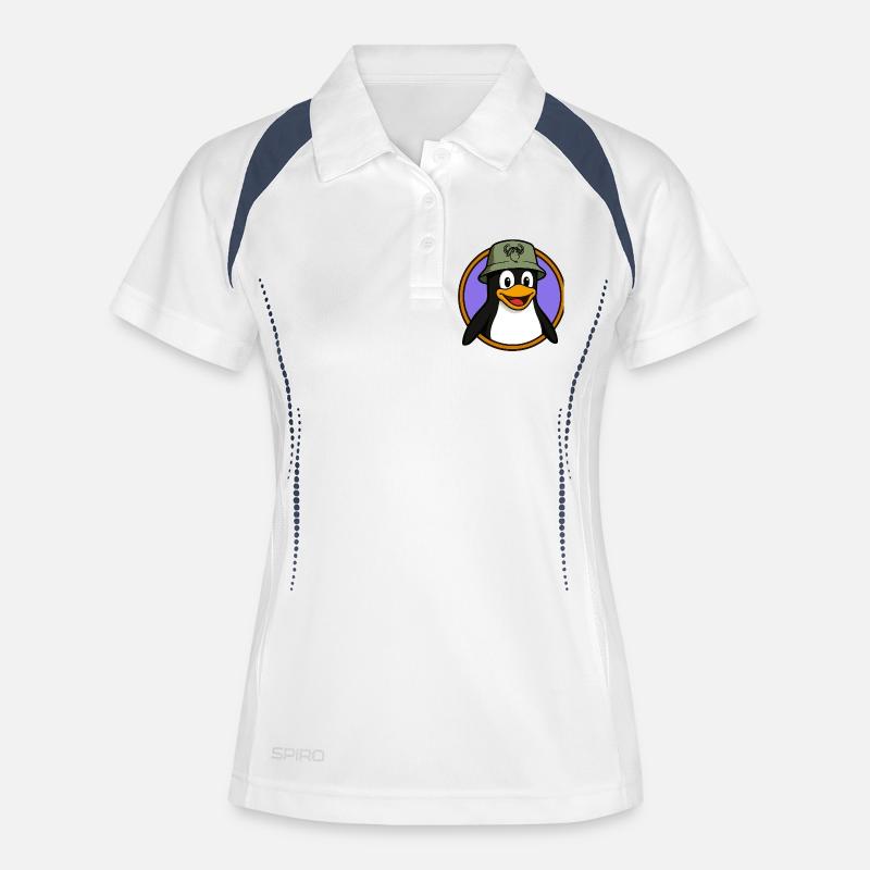 Tux Linux + GNU Hut - Frauen Polo atmungsaktiv - Weiß/Navy