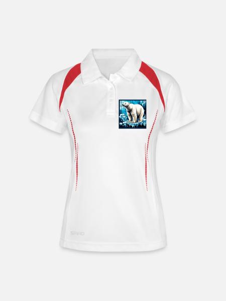 ours blanc - Polo respirant Femme - blanc/marine