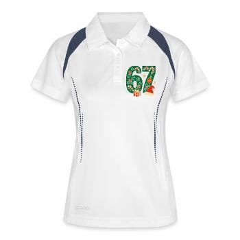Weihnachten 6-7 Spaß 67 Zahl 6 7 Xmas Sechs Sieben - Frauen Polo atmungsaktiv - Weiß/Navy - Vorne