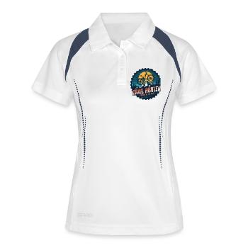 Trail Hunter Badge Jagd auf das Peak MTB Bike - Frauen Polo atmungsaktiv - Weiß/Navy - Vorne