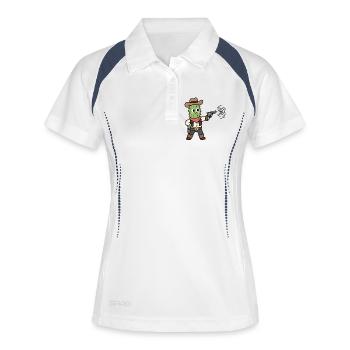 Cactus Cowboy en Cartoon Western - Polo respirant Femme - blanc/marine - Devant