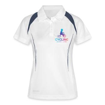 Un jour, je ferai du vélo - Polo respirant Femme - blanc/marine - Devant