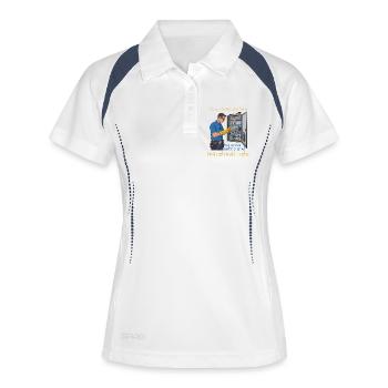 Lichtprobleme Spruch Elektriker - Frauen Polo atmungsaktiv - Weiß/Navy - Vorne