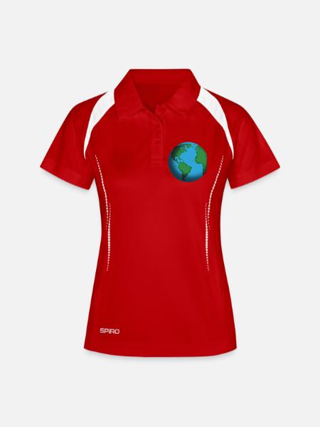 Earth Globe Teal Icon - Women's Polo breathable - white/navy