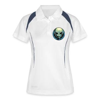 Alien Head dans le Cercle Cosmique - Polo respirant Femme - blanc/marine - Devant