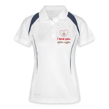 Je t’aime après le café – Shir drôle pour la Saint-Valentin - Polo respirant Femme - blanc/marine - Devant