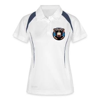 Affe mit Sonnenbrille Kreis - Frauen Polo atmungsaktiv - Weiß/Navy - Vorne