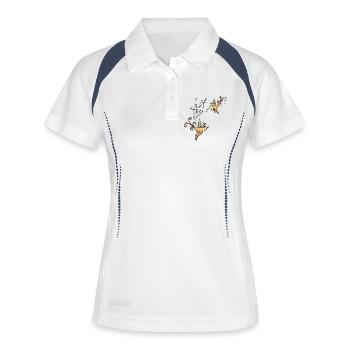 Ornements d’oiseau doré - Polo respirant Femme - blanc/marine - Devant