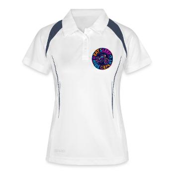 Eat, Sleep Ride Repeat – Motorrad – Biker - Frauen Polo atmungsaktiv - Weiß/Navy - Vorne