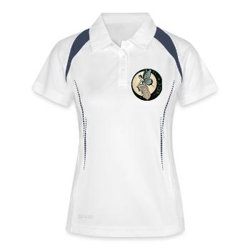 Mondbeschienene Fee auf einer Mondsichel - Frauen Polo atmungsaktiv - Weiß/Navy - Vorne