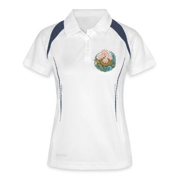 Lotus Turtle on Ocean Waves - Women's Polo breathable - white/navy - Front