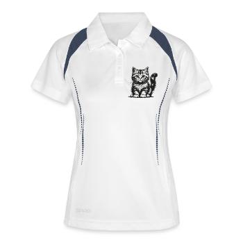 Black cat in pencil drawing - Women's Polo breathable - white/navy - Front